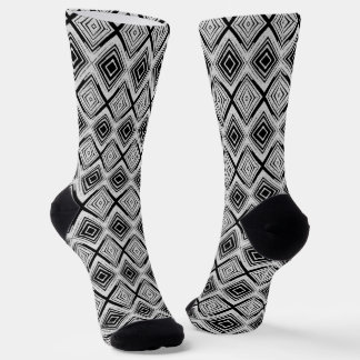Cool Black and White Diamond Rectangular Pattern Socks