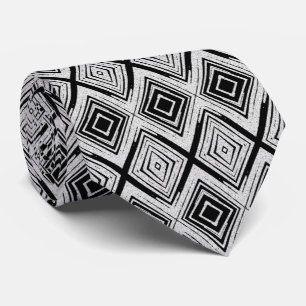 Cool Black and White Diamond Rectangular Pattern Tie