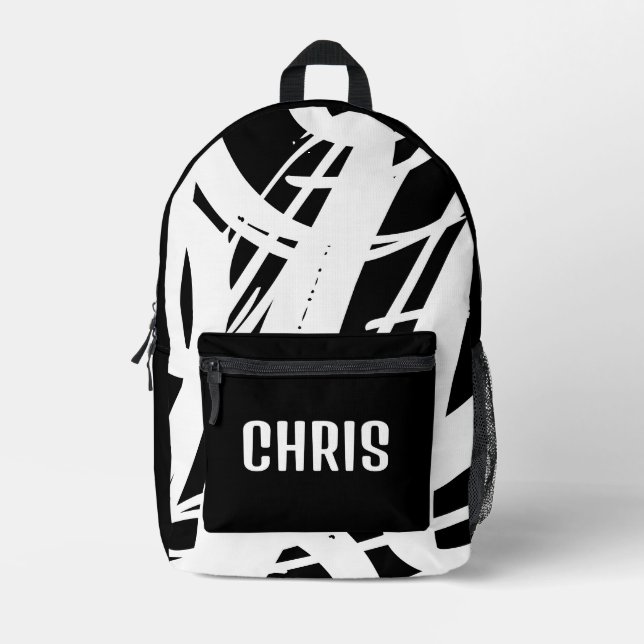 Cool Black And White For Boys Girls & Kids School Printed Backpack (Front)