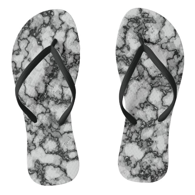 COOL Black and White Marble Pattern Jandals (Footbed)