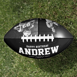 Cool Black and White Modern Birthday Gift Photo Football