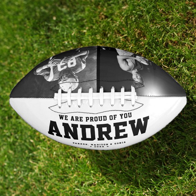 Cool Black and White Modern Graduation Gift Photo Football (Creator Uploaded)