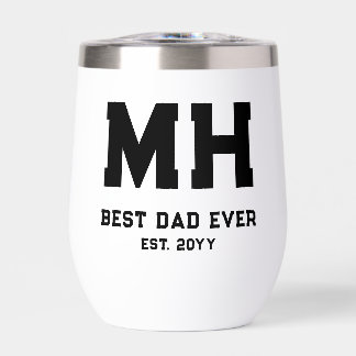Cool Black and White Modern Monogram Best Dad Ever