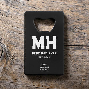 Cool Black and White Modern Monogram Best Dad Ever