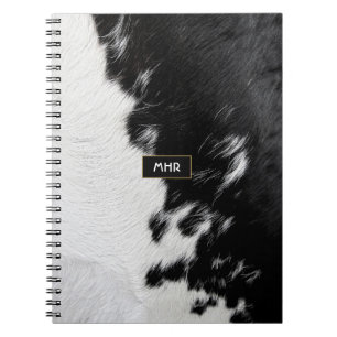Cool Black and White Monogram Cowhide Spiral Notebook