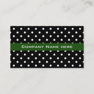 cool black and white polka dots green business ca card