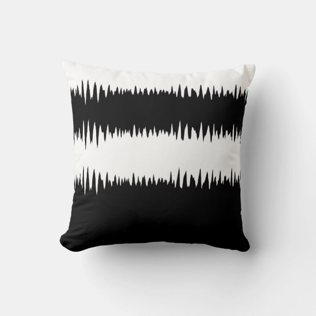 Cool Black and White Striped Pattern Cushion (Front)