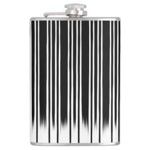 Cool Black and White Striped Pattern Hip Flask