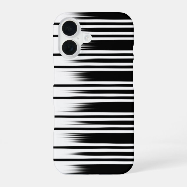 Cool Black and White Striped Pattern iPhone 16 Case (Back)