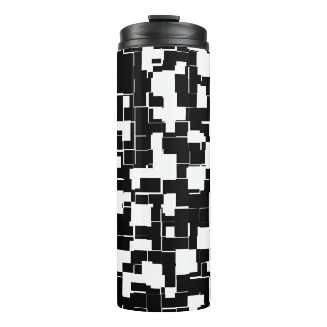 Cool Black and White Trendy Pattern Thermal Tumbler (Front)