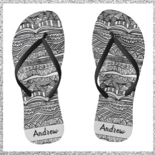 Cool Black and White Tribal Print  Jandals