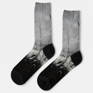 Cool black and white water drops abstract socks