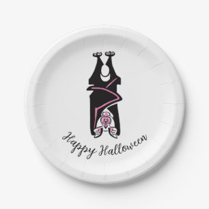 Cool   Black BAT- Happy Halloween - Party  Paper Plate