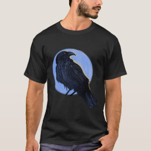 Cool Black Bird Drawing Of A Raven Crow Or Black B T-Shirt