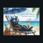 Cool Black Cat at  Beach  Postcard<br><div class="desc">If you like black cats then you will love this "feline at the beach" postcard.  A digital watercolor illustration was used to created this "sassy black cat" postcard.  A template image which allows you to personalise the text or transfer the image to another product.  (AI artwork created by Susang6)</div>