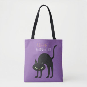 Cool Black Cat Kids Trick or Treat Tote Bag