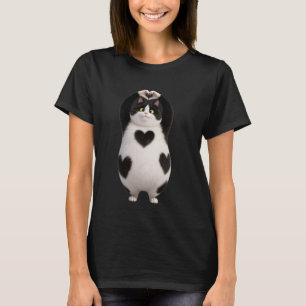 Cool Black Cat Kitten Hearts Happy Valentines Day T-Shirt