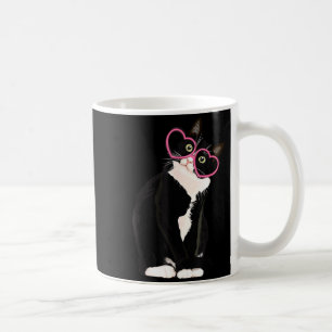 Cool Black Cat Kitten Red Heart Gles Happy Valenti Coffee Mug