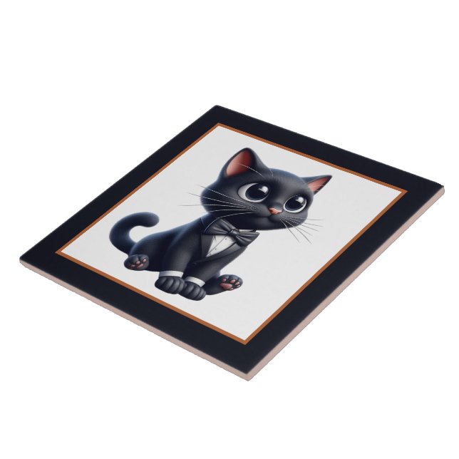 Cool black cat lovers tile (Side)