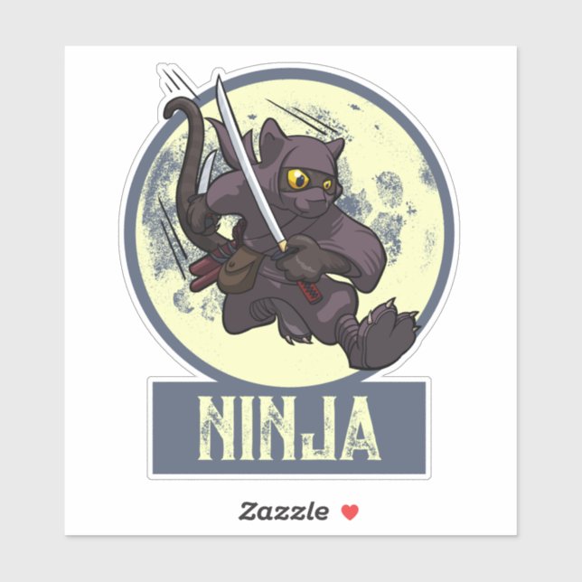 Cool Black Cat Ninja Cartoon Flying Kick Artwork (Sheet)