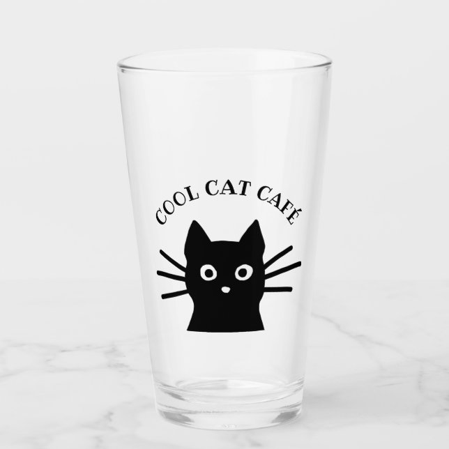 Cool Black Cat Personalised Glass (Front)
