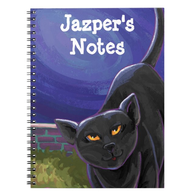 Cool Black Cat Stationery Spiral Notebook (Front)