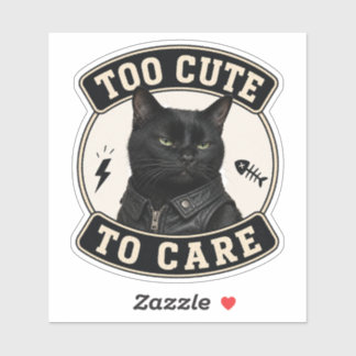 Cool Black Cat Vinyl Sticker | Too Cute To Care Ca