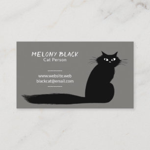 Cool Black Cat with Long Tail Fun Feline Business Card