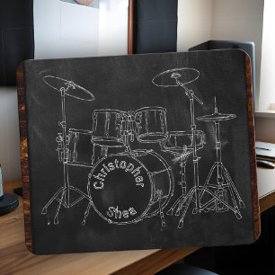 Cool Black Chalkboard Sketch Drumset Drummers Name Mouse Pad