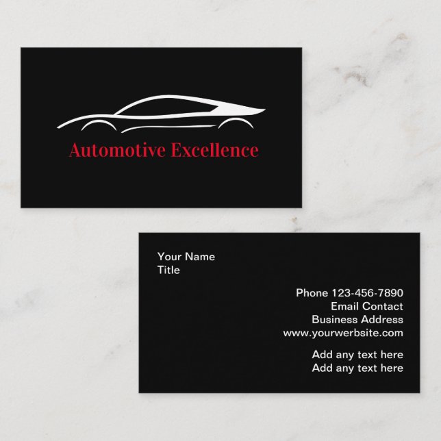 Cool Black Core Automotive Business Cards (Front/Back)