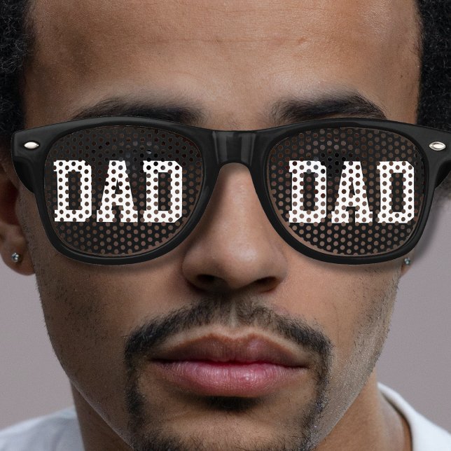 Cool Black Dad Father's Day Retro Sunglasses (black and white bold letter dad retro sunglasses)