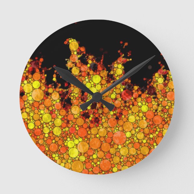 Cool Black Fire Flames Round Clock (Front)