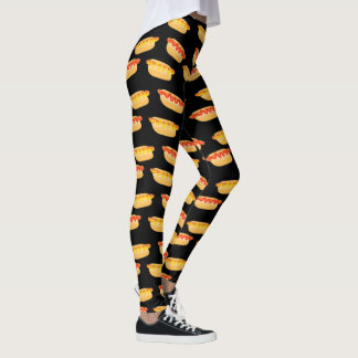 Cool Black Funny Pattern Hot Dog Leggings