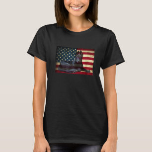 Cool Black German Shepherd With Flag T-Shirt