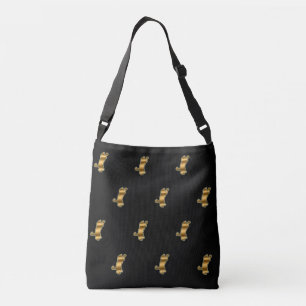 Cool Black Gold Cat Crossbody Bag