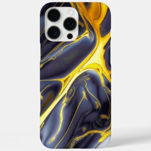 Cool black gold molten marble fluid textured iPhone 16 pro max case