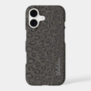 Cool black grey cheetah print monogram