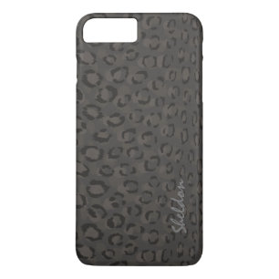 Cool black grey cheetah print monogram Case-Mate iPhone case