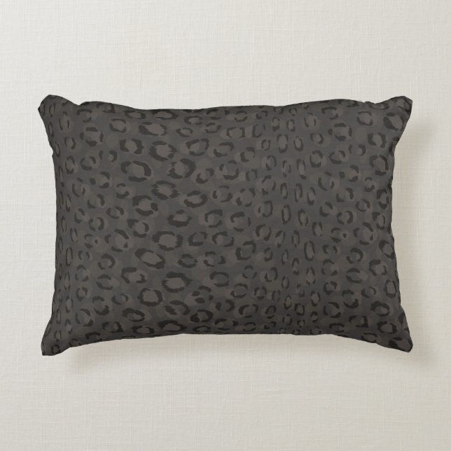 Cool black grey cheetah print monogram decorative cushion (Front)
