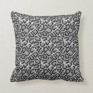 Cool Black & Grey Leopard Print Pattern Pillow