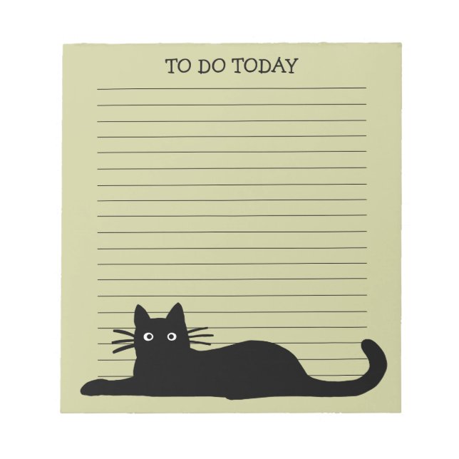 Cool Black Kitty Cat Custom Lined Notepad (Front)