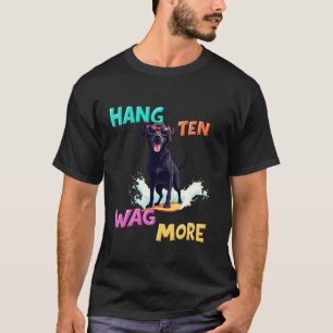 Cool Black Labrador Surfing Dog T-Shirt
