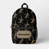 Cool Black Lizard Monogram Name Backpack
