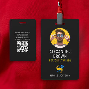 Cool Black Logo Photo QR Code Employee ID ID Badge