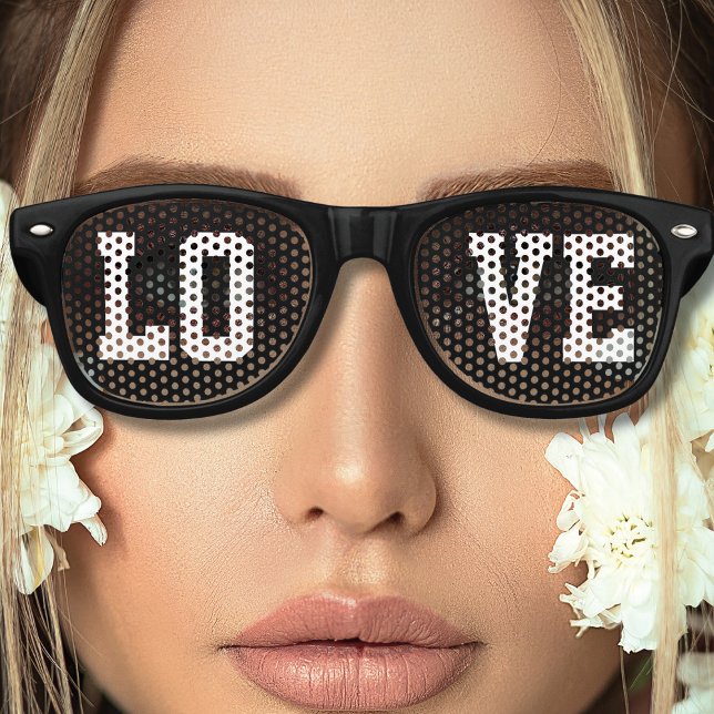 Cool Black Love Retro Sunglasses (black retro love sunglasses)