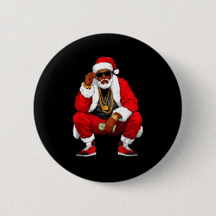 Cool Black Man Santa Claus Christmas African Ameri 6 Cm Round Badge