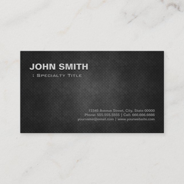 Cool Black Metal Steel Personal Individual Business Card (Front)