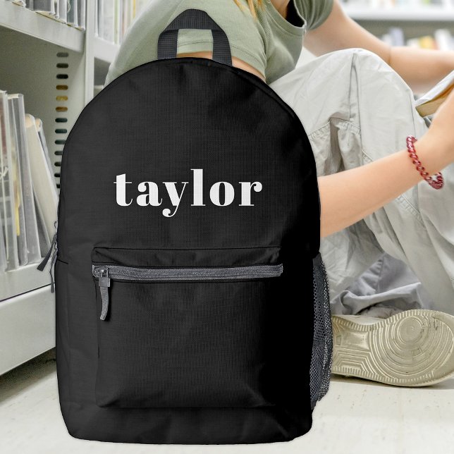 Cool Black Modern Minimalist Simple Stylish Trendy Printed Backpack (Creator Uploaded)