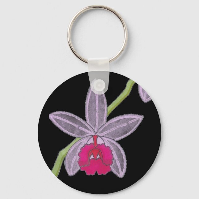 Cool Black Orchid Flower  Custom Key Chain (Front)