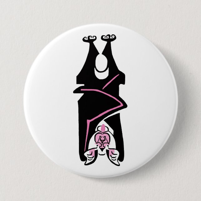 Cool Black & pink BAT -Halloween - Goth - Nature 7.5 Cm Round Badge (Front)
